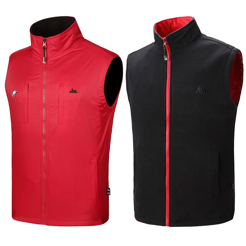 

2019 New Fleece Men Vest Casual Coat Double Sided Sleeveless Jacket Winter Warm Vests Thick Bodywarmer Waistcoat Fitness Outwear