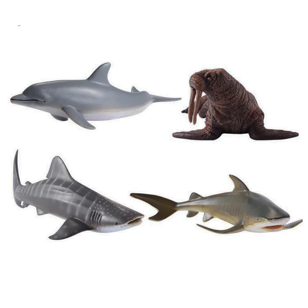 7 шт./компл. Пластик морской фигурки животных игрушечные океанские существа море акула кит дельфин модели детские развивающие игрушки Миниатюрный мальчик подарок