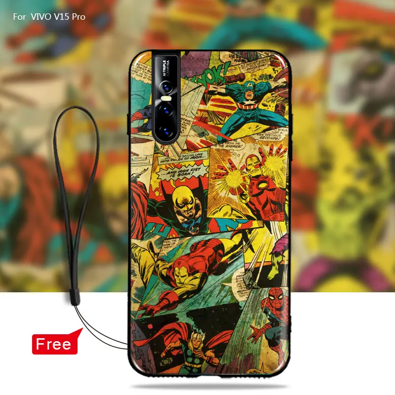 For Vivo V15 Pro Case Printed Black Soft silicone Cartoon Back Case For Vivo V15 Pro Phone Cover Cases For Vivo V 15 Pro V15Pro