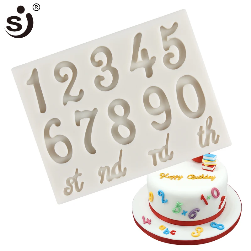 

SJ 3D Large Numbers Silicone Fondant Mold Cakes Decorating Tools DIY Gumpaste Kitchen Bakeware For Birthday Party