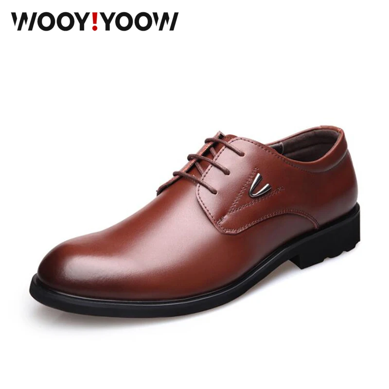 

WOOY!YOOW men's business dress casual shoes Genuine Leather Fashion formal oxford shoes High quality half loafer shoes for men