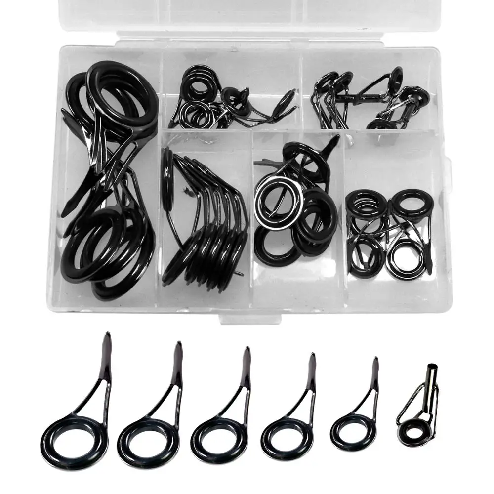 35pcs/box Fishing Rod Guides Stainless Steel Fishing Rod Tip Tops