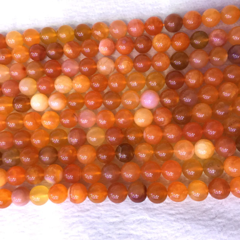 

Natural Genuine Brazil Red Orange Chalcedony Carnelian Round Loose Beads 6-12mm 15" 05404