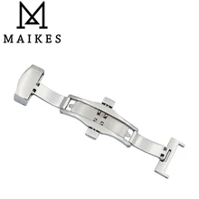 MAIKES 16 18 20 мм новые высококачественные серебряные часы с бабочкой из нержавеющей стали с двойной кнопочной застежкой