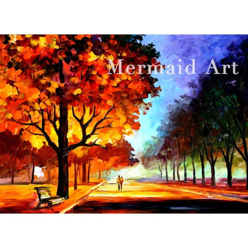 

Hand Painted Oil Painting Landscape Flaming Night On Canvas For Abstract Palette Knife Painting Living Room Wall Decor Artwork