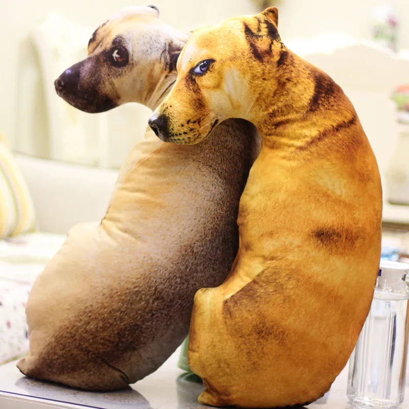 3D Simulation Plush Dog Tiger Cushion Kids Toy Dolls Stuffed Animal 40cm 