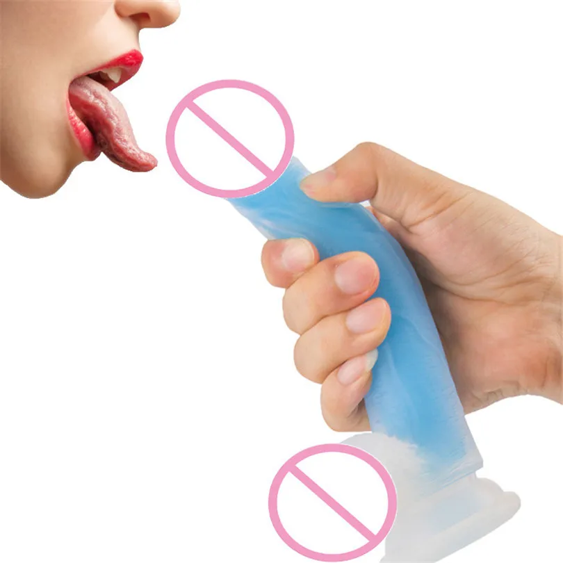 Large Dildos Two-color Double-layer Luminescent Silicone Realistic Massager Dildo Suction Cup Masturbator Massager  (12)