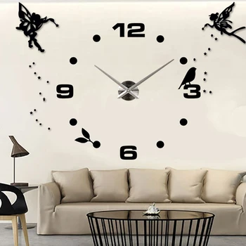 

3D DIY Digital Wall Clock Modern Angel Large Clock Acrylic Silent Big Self adhesive Wall Clocks for Living Room Kitchen Decor