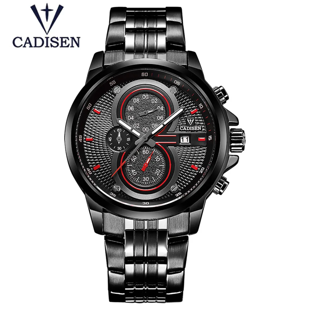 

Fashion CADISEN Luxury Brand Man quartz full stainless steel Watch Casual Military Sport Men Dress Wristwatch Mens 2018 New