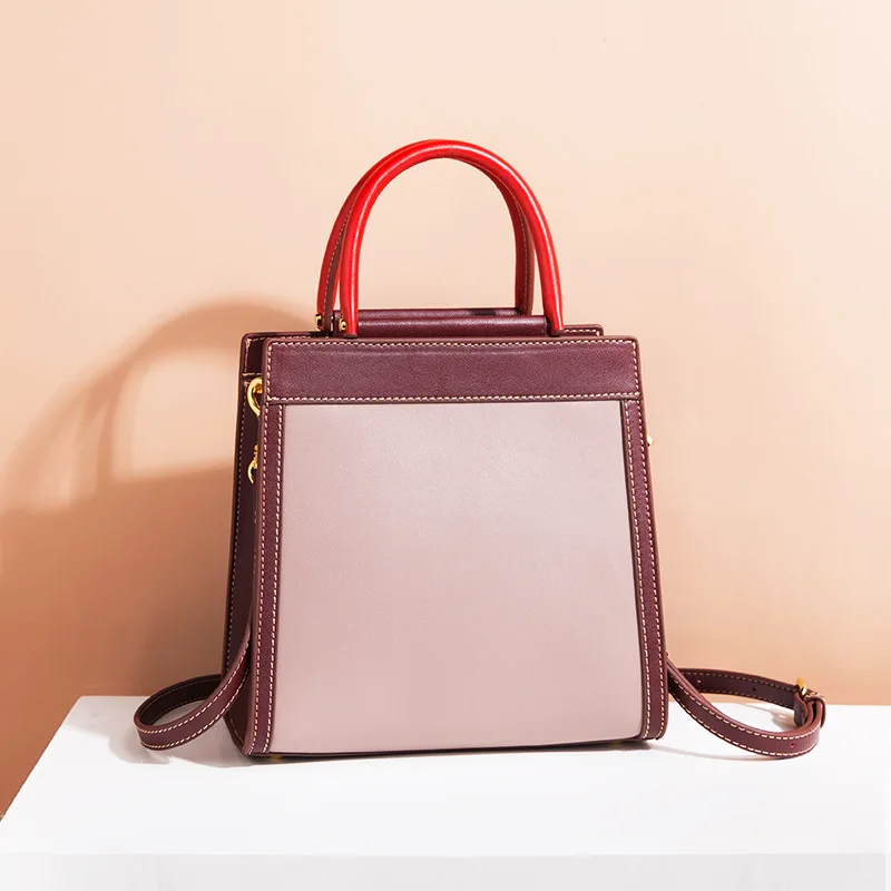 

New Arrival Genuine Leather Women's Handbag Fashion Contrast Color Shoulder Bag Real Leather Crossbody bag