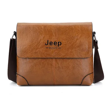 

New Jeep Fashion Men's Single Shoulder Bag Retro Men Slant Bag PU Leather Messenger Bag Male Bussiness Briefcase Tote Bag JEEP