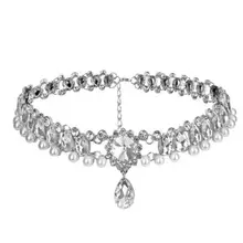 Fashion Women Crystal Choker Chunky Statement Chain Pendant Bib Necklace Jewelry Color:Silver