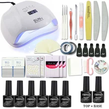 54/48/40 Вт УФ светодиодная лампа для ногтей комплект Гель-лак, маникюрный набор УФ-гель основа верхнее покрытие набор маникюрных инструментов био-Гели Soak Off УФ гель-Лаки Наборы