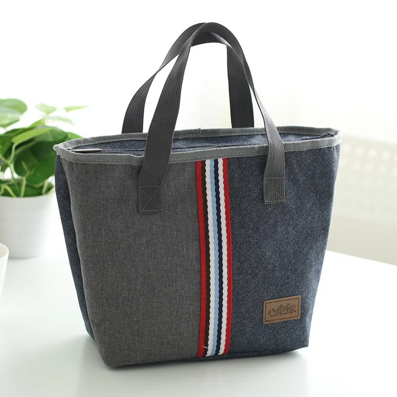 

New Fashion Denim Lunch Bag Box Thermo Food Insulated Picnic Bag Kids Thermal Bag for Women or Men Insulated Cooler Thermos