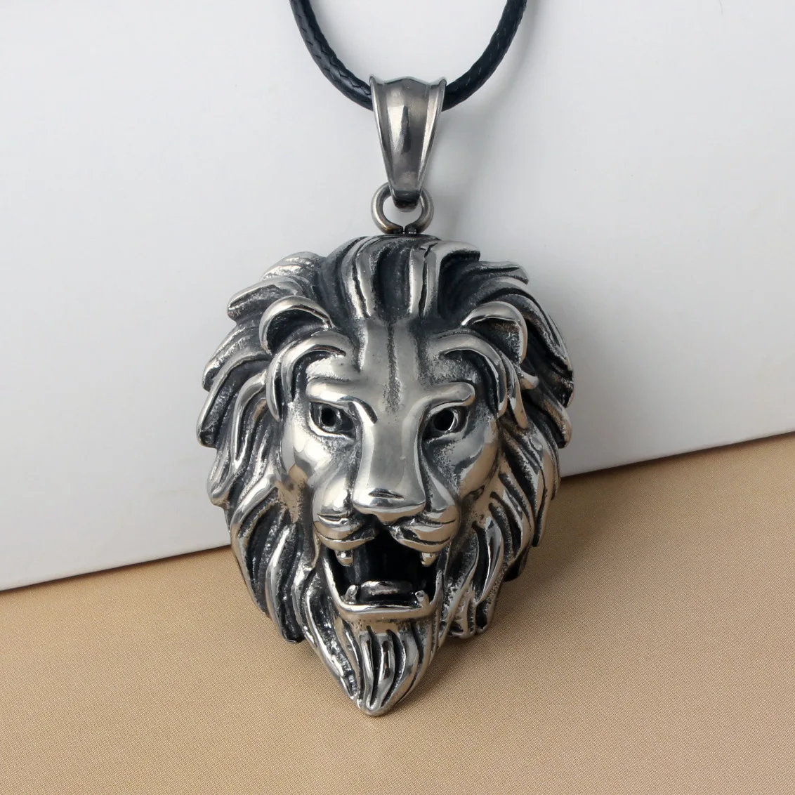 Hip Hop Big Lion Head Pendant & Necklace Animal King Vintage Stell Color Hiphop Rope Chain For Men Women Jewelry Gift