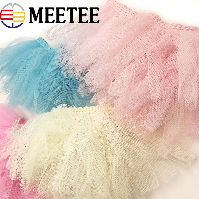 

3Meters 8cm 3D Net Cloth Mesh Ruffle Pleated Lace Trims Bubble Skirt Doll Pet Dress Ribbon Fabric DIY Sewing Accessories