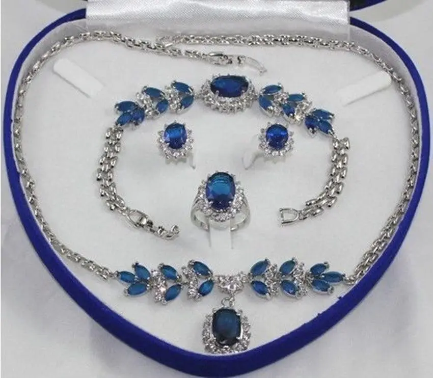 

Bridal Fashion Jewellery Women's Set Necklace Earring Ring Bracelet+box 5.23