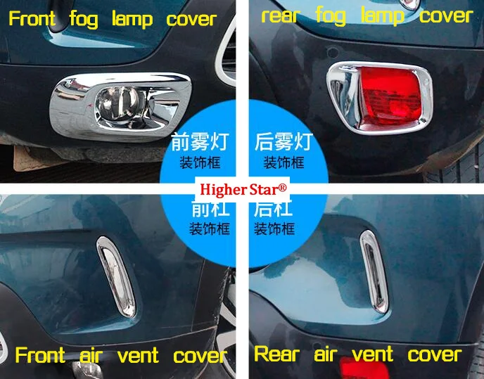 

Higher star car 2pcs Front 2pcs rear fog lamp decoration cover+2pcs front 2pcs rear air vent cover for Citroen C5 aircross 2018