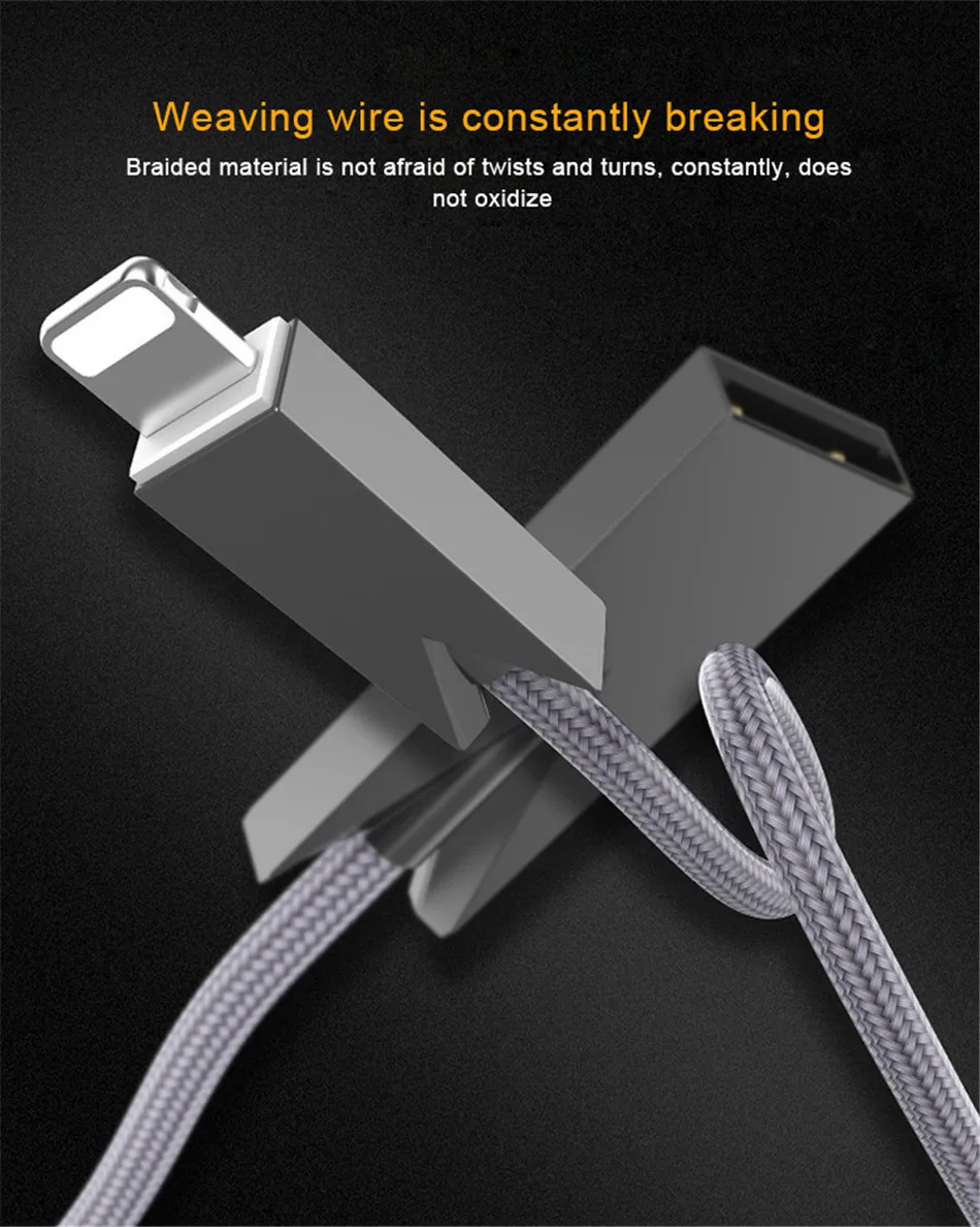 NOHON Fast Charging Cable Lighting Charge Cord For Apple iPhone X 8 7 6 6S Plus XS MAX iOS 9 10 11 Zinc Alloy Phone Charger Line (5)