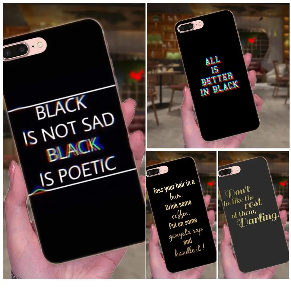 

For Xiaomi Mi3 Mi4 Mi4C Mi4i Mi5 Mi 5S 5X 6 6X 8 SE A1 Max Mix 2 Note 3 4 TPU Cases Skin Black Is My Happy Color