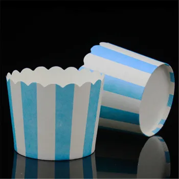 

50Pcs Blue Stripes Pattern Cupcake Paper Cups Greaseproof Cupcake Liner Baking Cup Muffin Cupcake Paper Cup Dessert Baking Tool