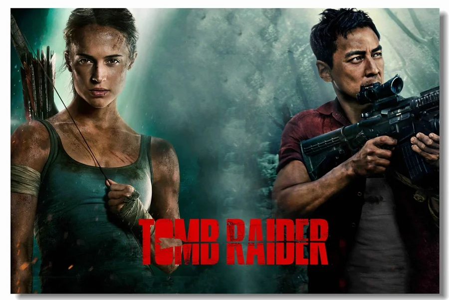 Custom Canvas Wall Mural Alicia Vikander Poster Tomb Raider Wallpaper Daniel Wu Stickers Cafe Bedroom Decorations #0345# | Дом и сад