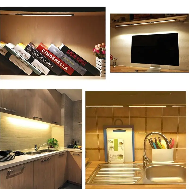 Под шкаф светодиодный светильник ing Kit шкаф светильник полоски для кухни счетчик шкаф и полка с США штекер(теплый белый