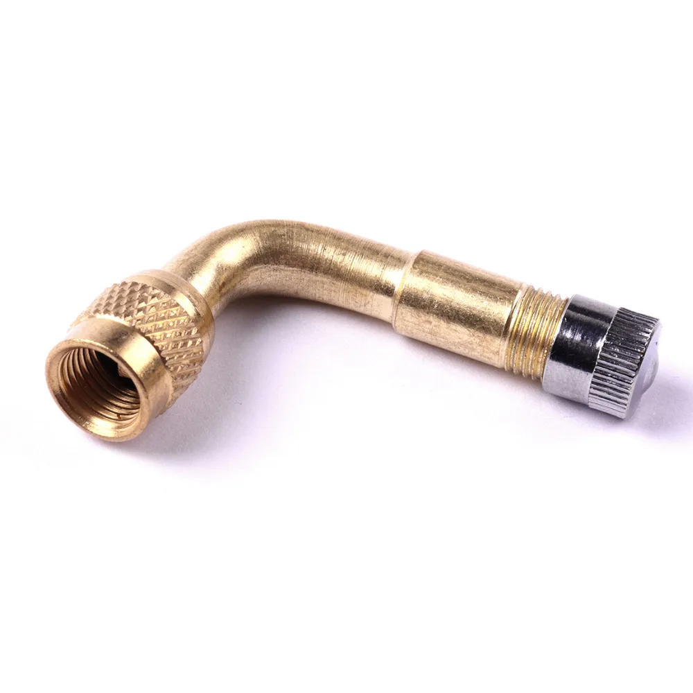 2Pcs 90 Degree 40mm Copper Brass Tire Valve Stem Extensions Connector