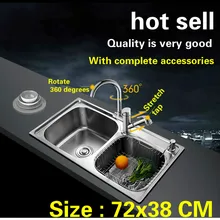 304 Нержавеющая сталь двойной паз кухонная раковина проволочной xiancai бассейнов 72x38 см