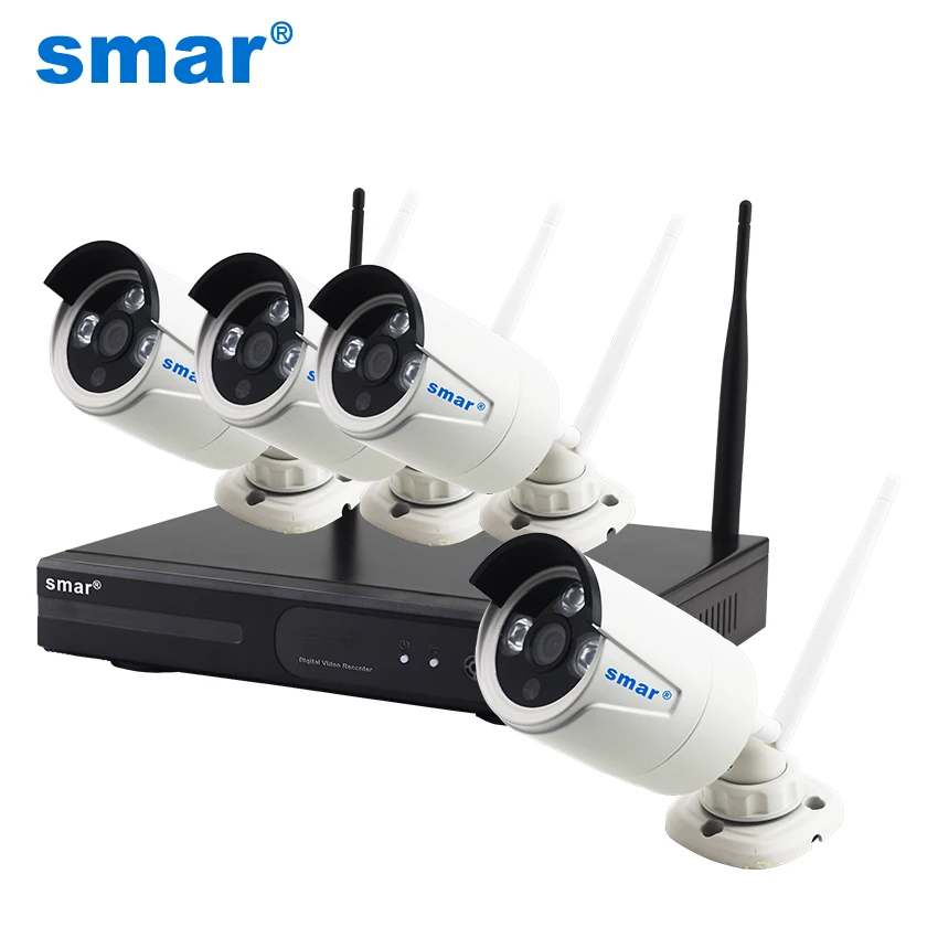 Smar новые реальные Plug &amp Play station 4 канала Беспроводной NVR Kit 720P HD Напольный ИК Ночное