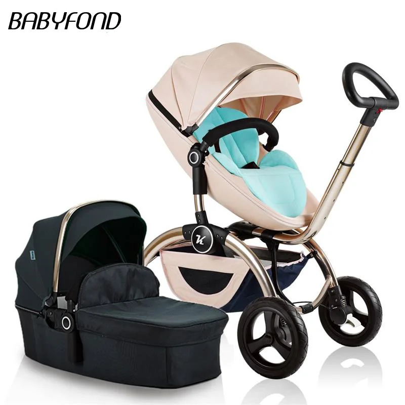 Kuudy Gudi high landscape baby stroller two-way four-wheeled folding lightweight can sit reclining | Мать и ребенок