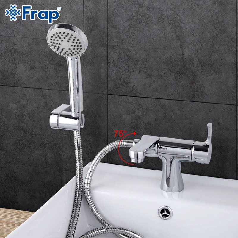 Frap 1 set Classic Style bathroom Basin Faucet with Hand Shower Cold and Hot Water Mixer bathtub faucets 75 Degree Switch  F1252