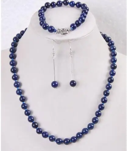 

Shipping Wholesale>>>new hot 8mm Egyptian Lapis Lazuli Round Beads Gem stone Necklace Bracelet Earrings set