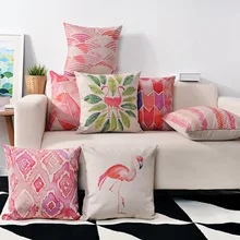 Fashion nordic Bird Pink Flamingo feather Throw Pillow case Decorative Cushion cover Linen cotton Almofadas Cojines Fashion nordic Bird Pink Flamingo feather Throw Pillow case Decorative Cushion cover Linen cotton Almofadas Cojines