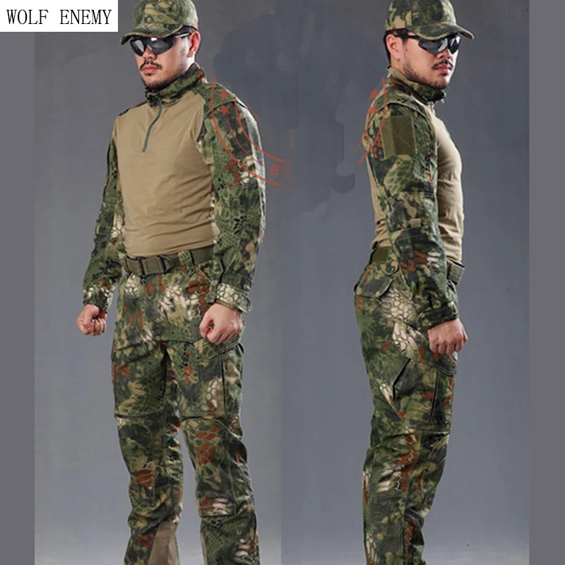 

Man Snake Camouflage Military Uniform Army SWAT Equipment Tactical Combat Airsoft Suit Pants Shirts Hunting Clothes