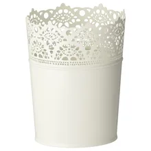 Крестьянская ваза, белая тисненая плантатор, жестяное ведро, ваза для цветов, настольный органайзер, ручка, набор из 2 предметов, 2 размера