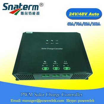 

DC 24V 60A 80A 100A PWM Solar Charge Controller High Efficiency 24V/48V Auto Solar battery charger for Solar PV grid off system