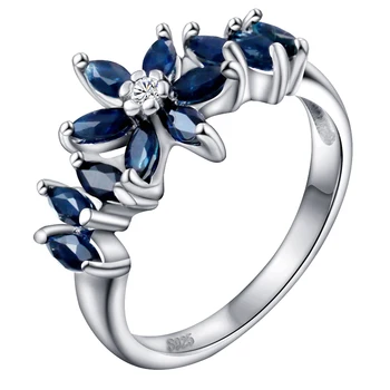 

Natural Sapphire Ring 925 Sterling silver Marquise Flower Woman Fashion Fine Elegant Jewelry Princess Birthstone Gift SR0043S