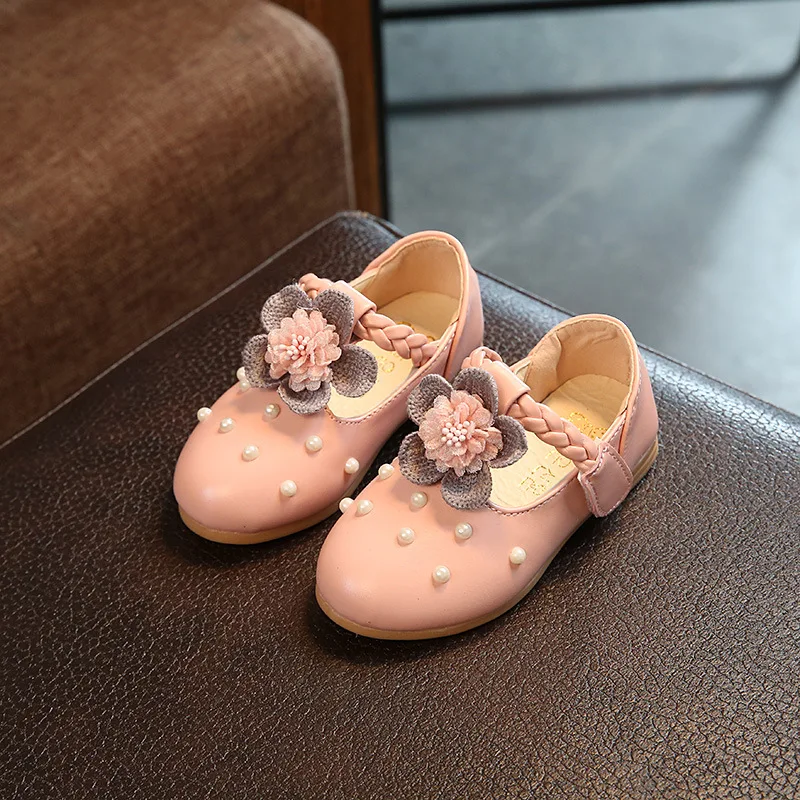 Pink Spring Autumn New Children Princess Shoes For Toddler Baby Girls Party Wedding Single Shoes Kids Flower Leather Shoes 1-8T