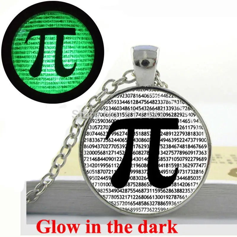 Glow in the dark Necklace PI Math Jewelry Teachers Science Mathematics glass art photo necklace Glowing | Украшения и аксессуары