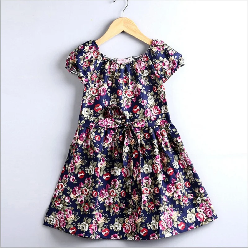 Одежда для маленьких девочек Брендовое платье для девочек детская одежда платье с поясом и цветочным рисунком праздничные платья принцессы для детей от 4 до 10 лет