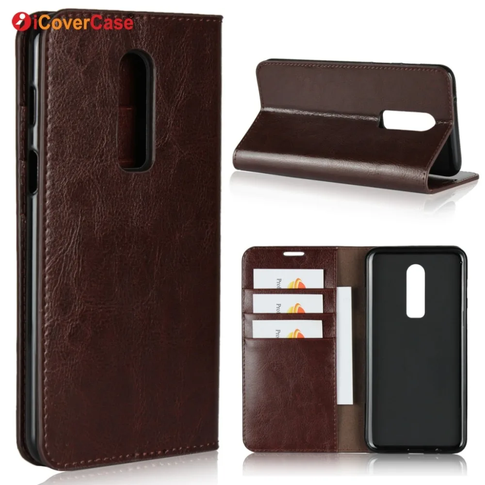 

Luxury Real Genuine Leather Wallet Case For OnePlus 6 Flip Cover Card slot Stand Protect Case for Oneplus6
