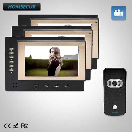 

HOMSECUR 7" Video Door Entry Security Intercom+One Button Unlock for Apartment: TC021-B Camera (Black)+TM701R-B Monitor (Black)