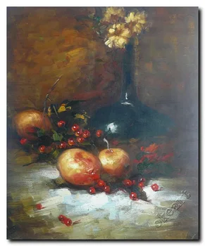 

Hand Painted Impressionist Oil Painting Still Life Cherry Orange Vase Home Decoration Wall Art Free Shipping