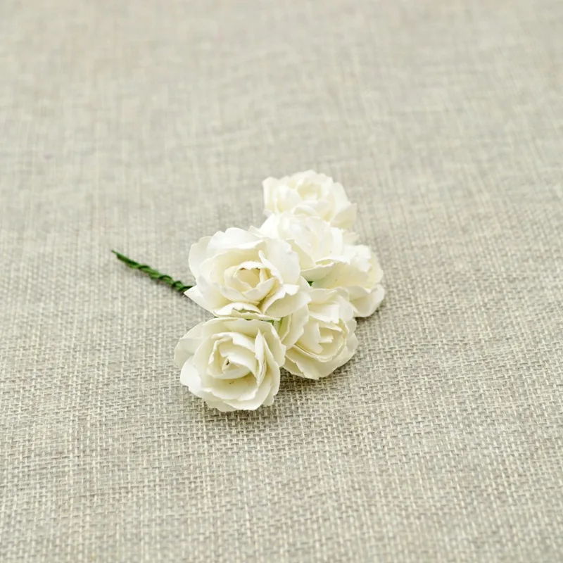 6 шт. дешевый искусственный цветок бумага градиент розы DIY венки для невесты Свадебный букет Конфеты Подарочная коробка украшения Скрапбукинг - Цвет: milk white