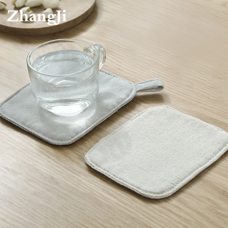 

ZhangJi Cotton Linen Solid Color Cup Mat Pad Coaster Tea Coffee Mug Hot Drinks Holder ECO Cloth Cup Mat
