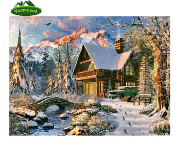 

5 d all diamond drill Diy picture Mosaic Christmas cross stitch crystal diamond embroidery snow personalized diamond painting