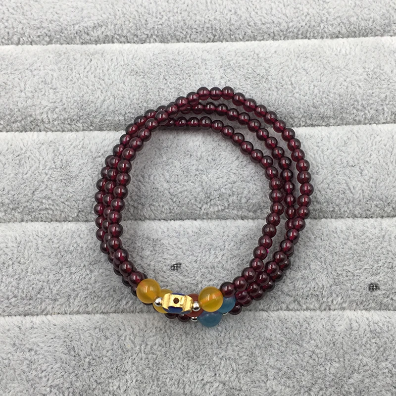 Sinya Girls Four leaves Clover Charms bracelets Strand by high luster quality natural Garnet for lover Mum elastic bangles Hot  (5)