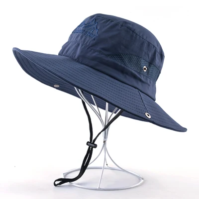 Женские солнцезащитные шапки с защитой от УФ-лучей, спортивная шапка с широкими полями для рыбалки, летняя кепка для пешего туризма, кемпинга, Кепка унисекс - Цвет: Синий