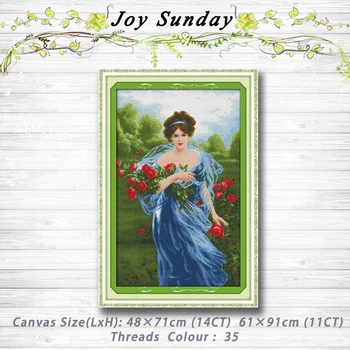 

Charming roses sexy women girl decor painting dmc 14CT 11CT counted cross stitch kits embroidery set Needlework Set Home decor